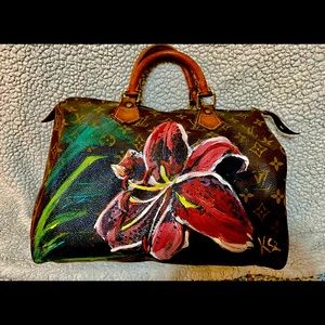 Custom painted Authentic Louis Vuitton Speedy bag